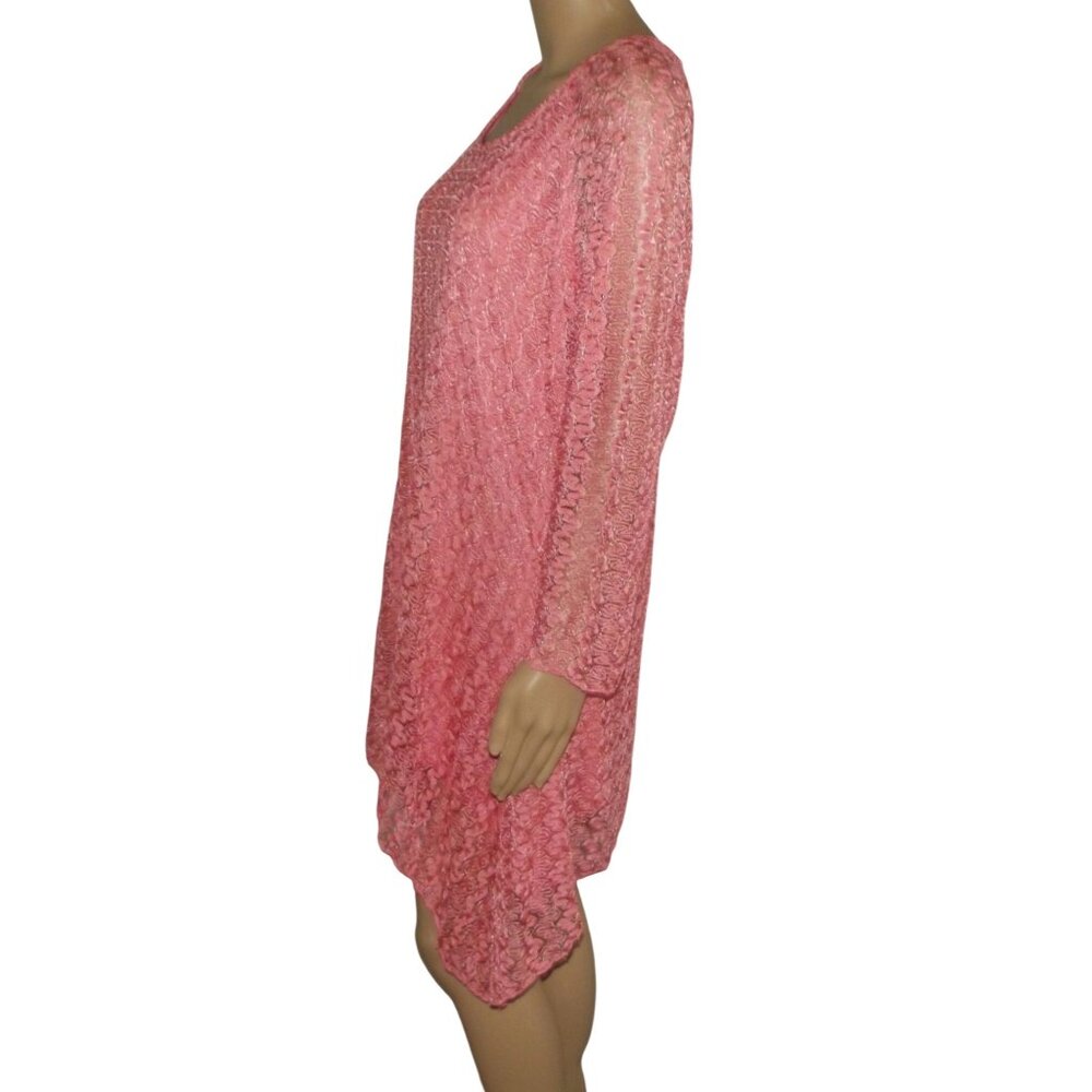 Pleasant Shade Tunic Blouse Womens size XL Coral long lace asymmetric shark bite - Picture 9 of 12